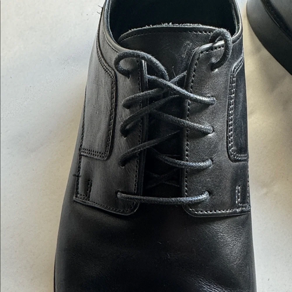 Johnston & Murphy Mens 12M Cap Toe Oxford Black Leather Shoes 59 -11567 Preppy